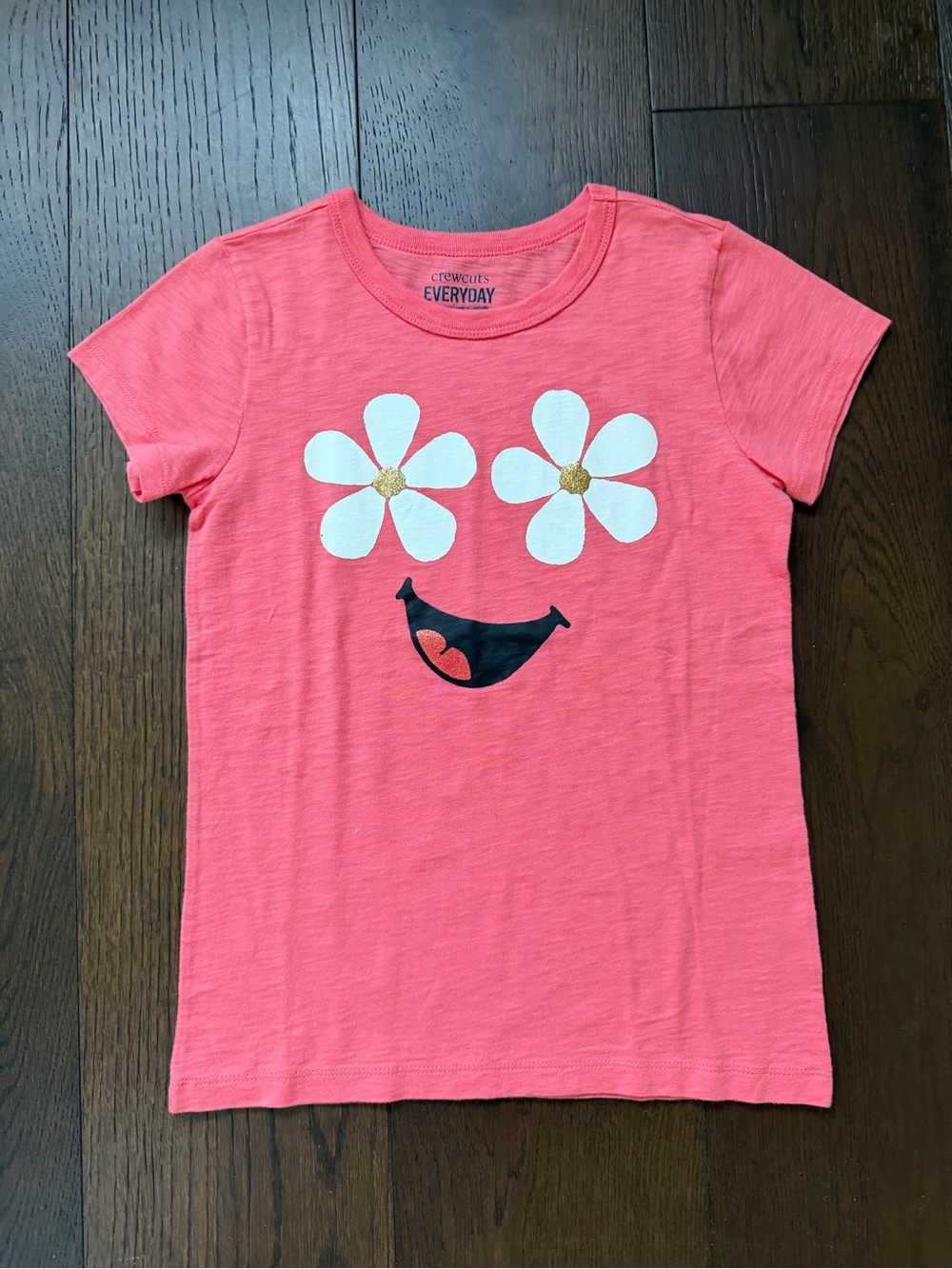 J Crew Kids Coral Pink Flower Face Tee
